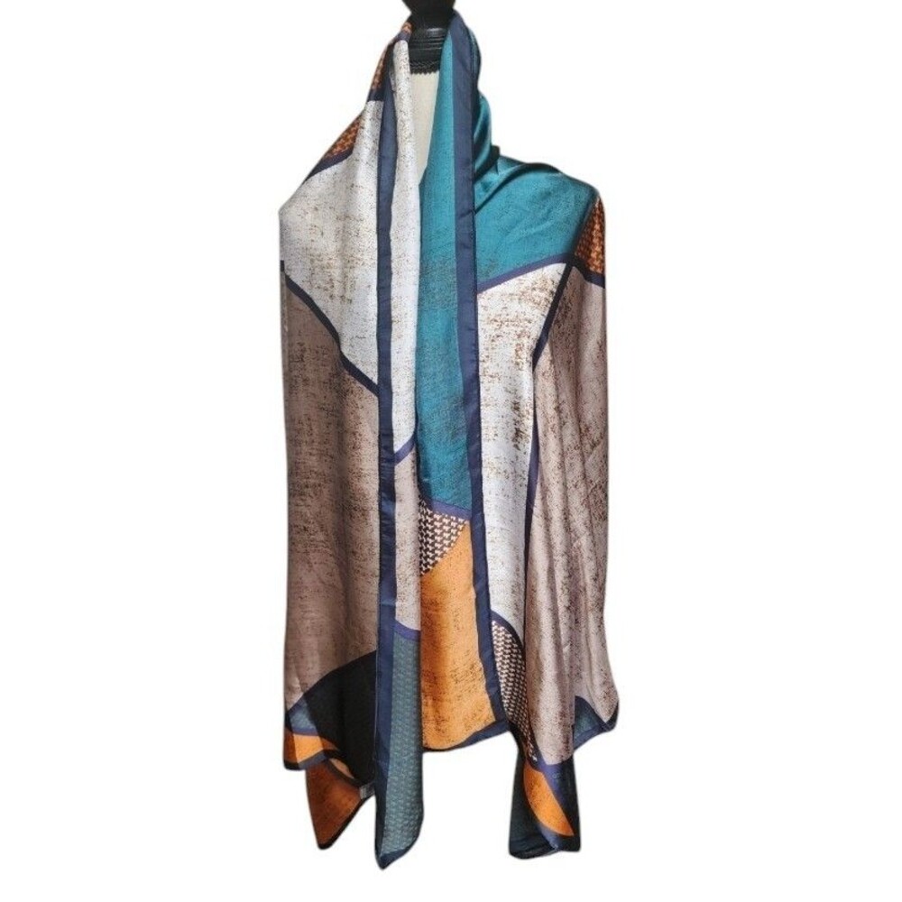 Silk Scarf Color Block 73"x34" Chic City Classic